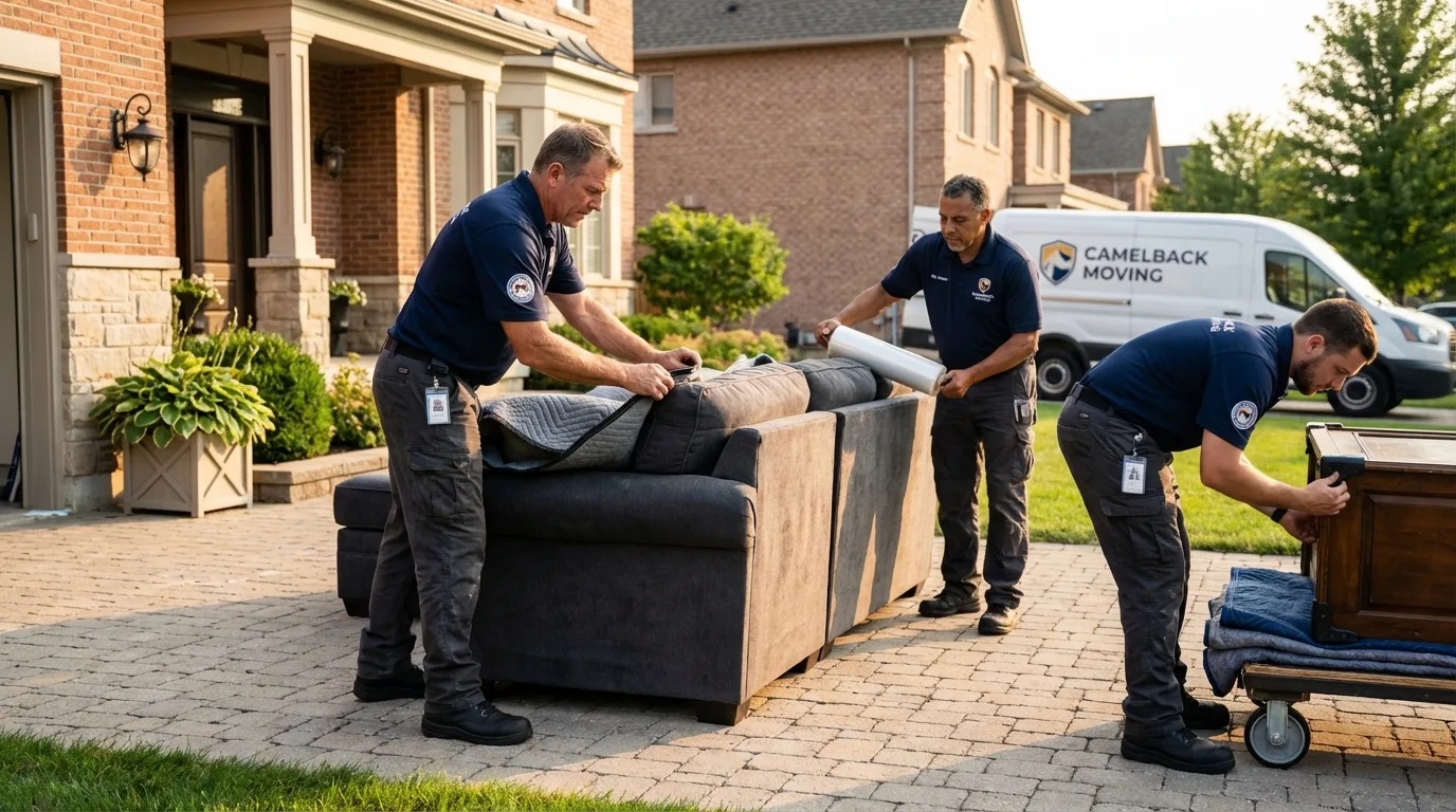 Large estate moving crew wrapping furniture in Eureka, KS